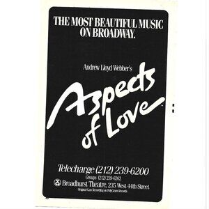 Aspects of Love Andrew Lloyd Webber ADVERT 1980s Vintage Print Ad